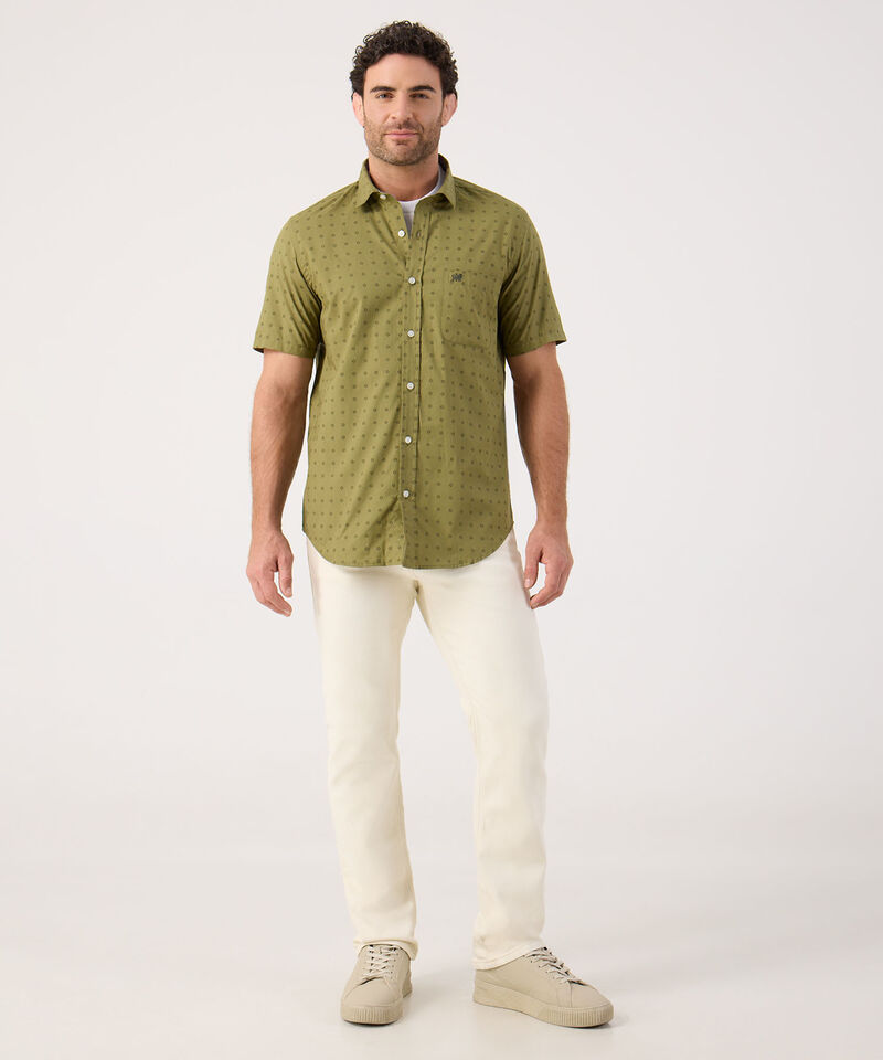 Camisa Manga Corta En Miniprints Con Bolsillo